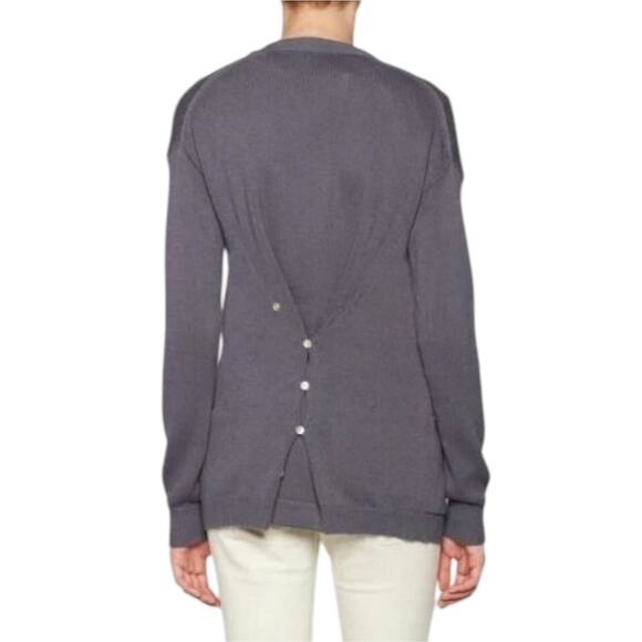 Brochu Walker Button Up Cardigan Cotton Cashmere Sweater in Grey - Picture 3 of 10